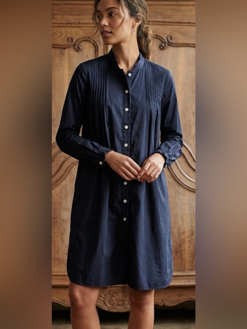 Billy Reid Button Down Long Sleeve Black Dress